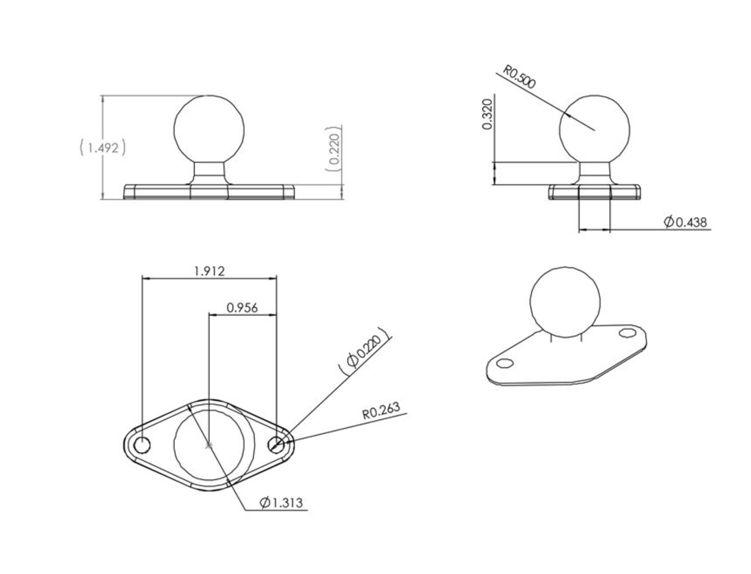 Basisplatte Diamond Base Ram Mounts